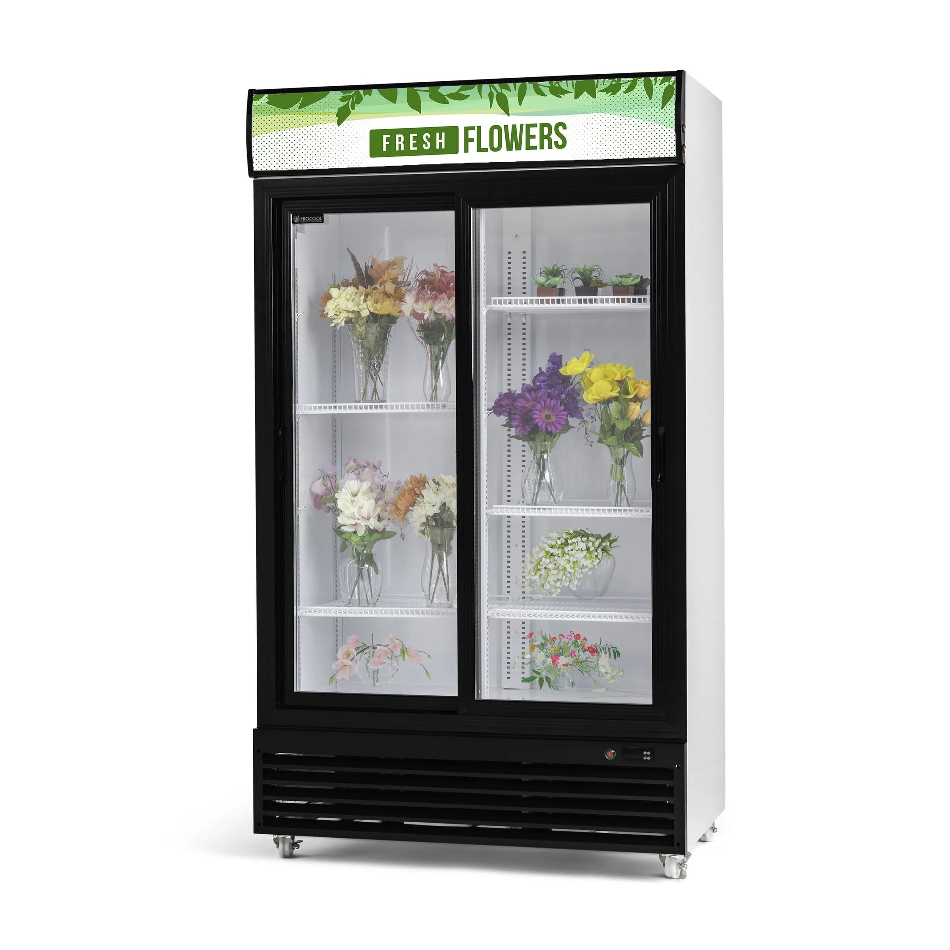 Procool Sliding 2 Door White Flower Cooler - 35.3 cu. ft.