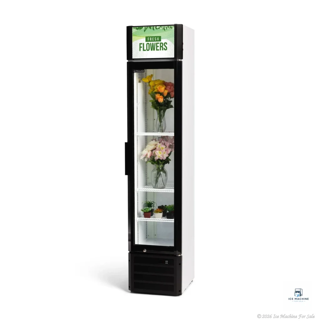 Procool Slim Flower White Display Cooler – 5.7 cu. ft. - commercial ice machine for sale at icemachineforsale.com