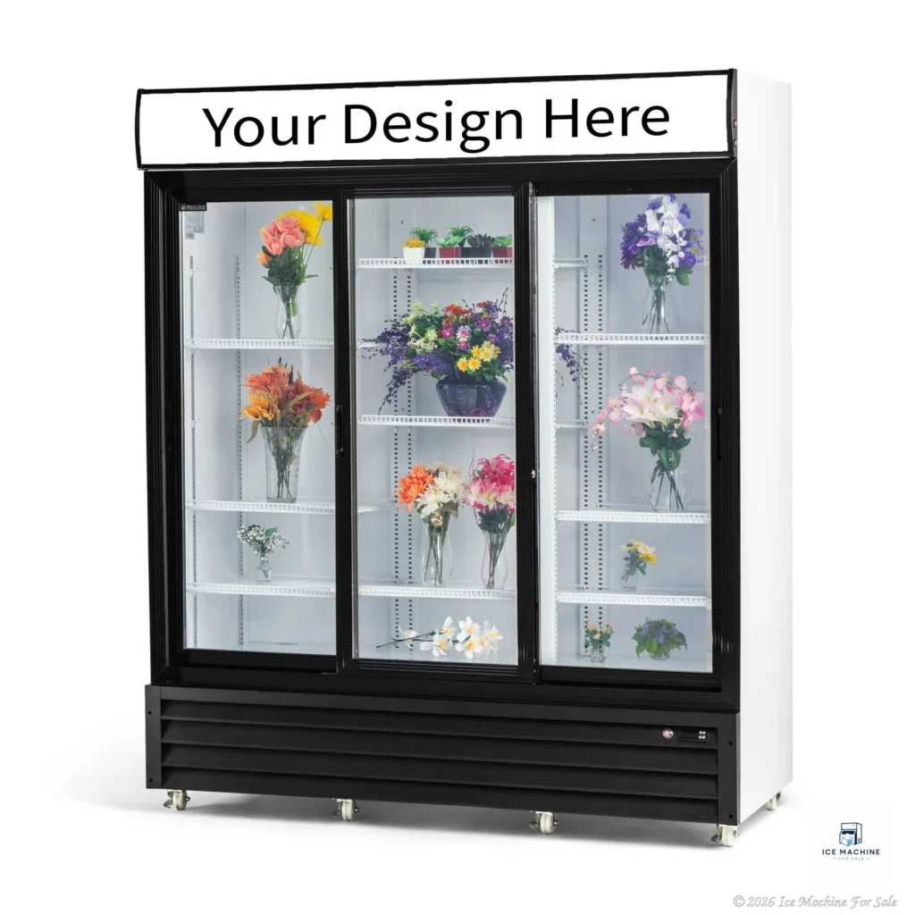 Procool Triple Sliding Door White Custom Flower Cooler – 53 cu. ft. - commercial ice machine for sale at icemachineforsale.com
