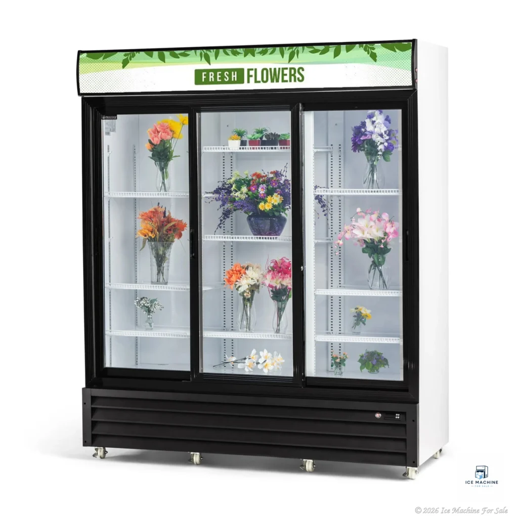 Procool Triple Sliding Door White Flower Cooler – 53 cu. ft. - commercial ice machine for sale at icemachineforsale.com